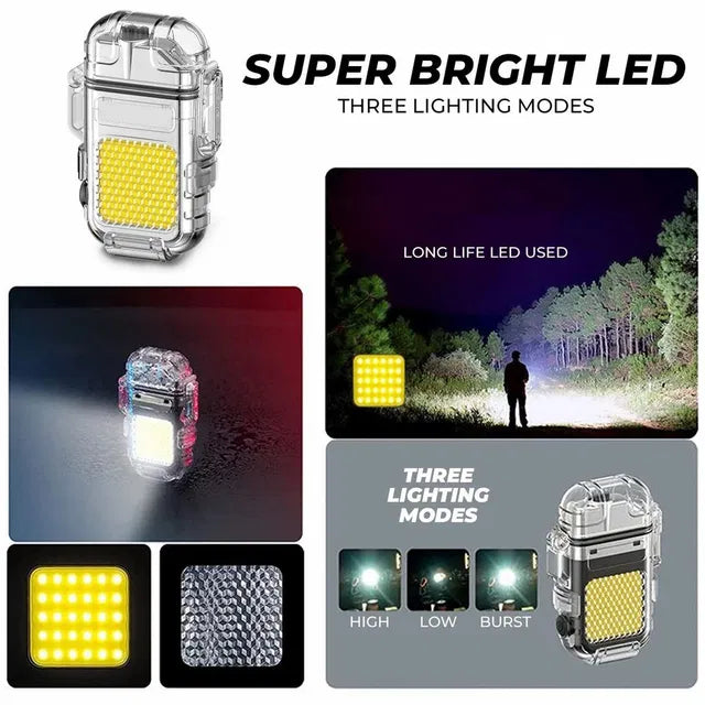 Metal Black LED Flashlight Lighter